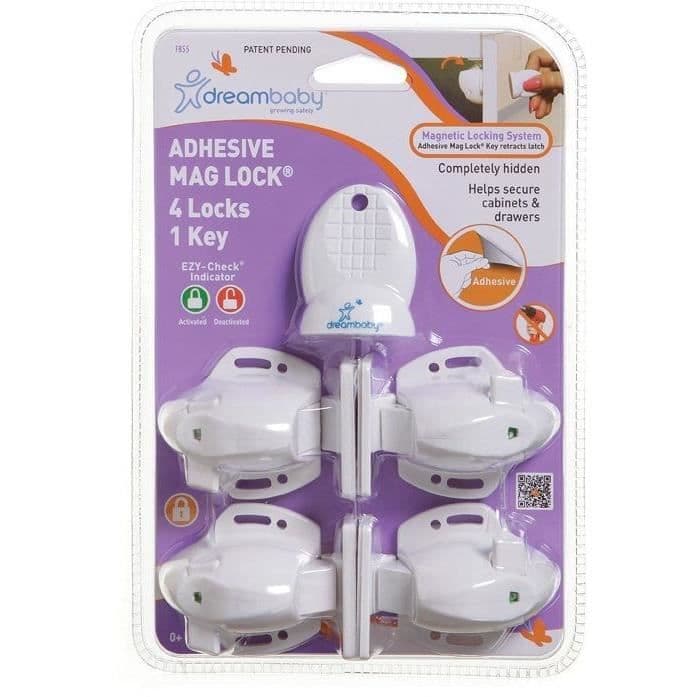 DREAMBABY Mag Lock Adhesive - 4 liimasuojalukkoa + 1 avain