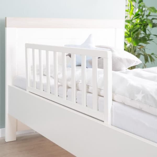 ROBA Puinen sängynlaita 90 cm - Turvallinen putoamissuoja vauvoille ja lapsille - 18 kuukaudesta 5 vuoteen - Helppo koota - Valkoinen