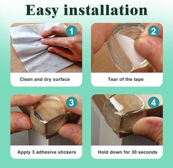OBOSOE 12 Pcs Premium Hörnskydd & Kantskydd för Barn - Miljövänlig PVC ,Genomskinlig & Luktfri, Tuggbar Säkerhet