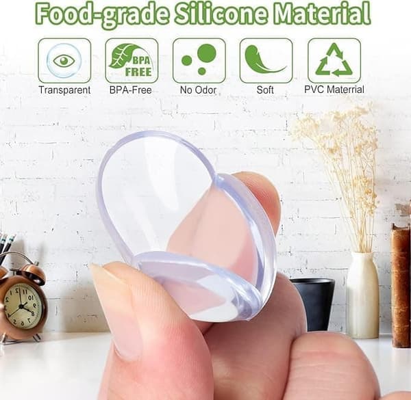 OBOSOE 12 Pcs Premium Hörnskydd & Kantskydd för Barn - Miljövänlig PVC ,Genomskinlig & Luktfri, Tuggbar Säkerhet