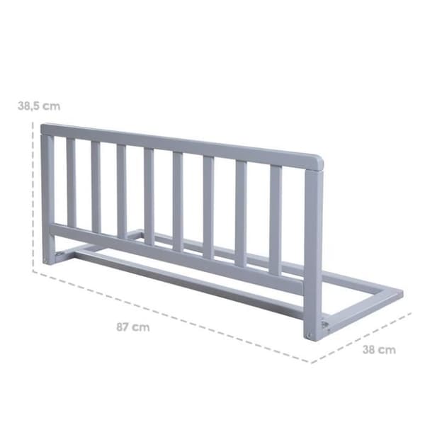 ROBA Puinen sängynlaita 90 cm - Putoamissuoja vauvoille ja lapsille - Harmaa
