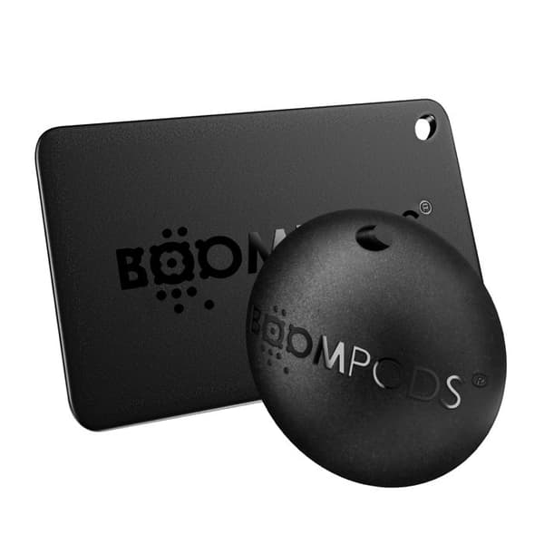 Pack Tracker Boomtag + Boomcard för iPhone Ljudvarning Vattentät Boomtag Svart