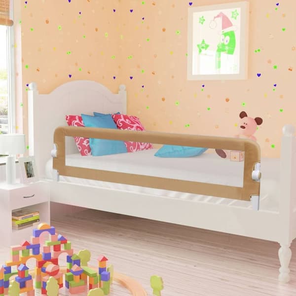 vidaXL sengegelænder til barneseng 150 x 42 cm polyester gråbrun