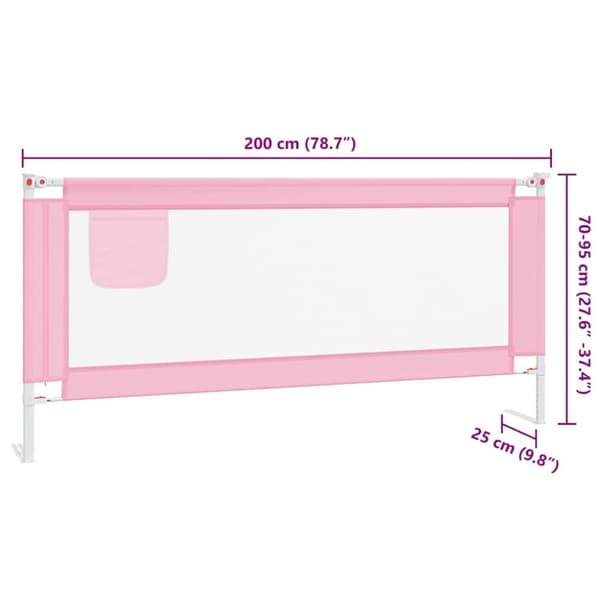 vidaXL sengegest til børneseng 200x25 cm stof pink