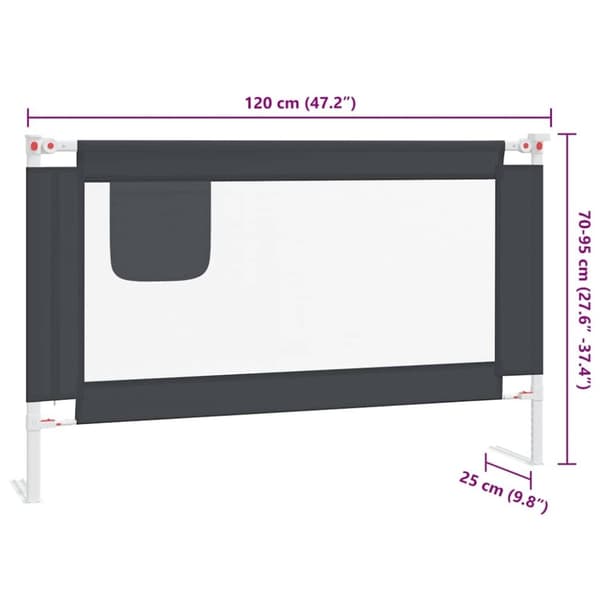vidaXL Sengehest småbarn mørkegrå 120x25 cm stoff