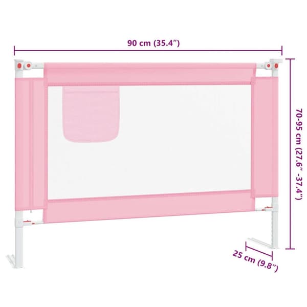 vidaXL Sengehest småbarn rosa 90x25 cm stoff