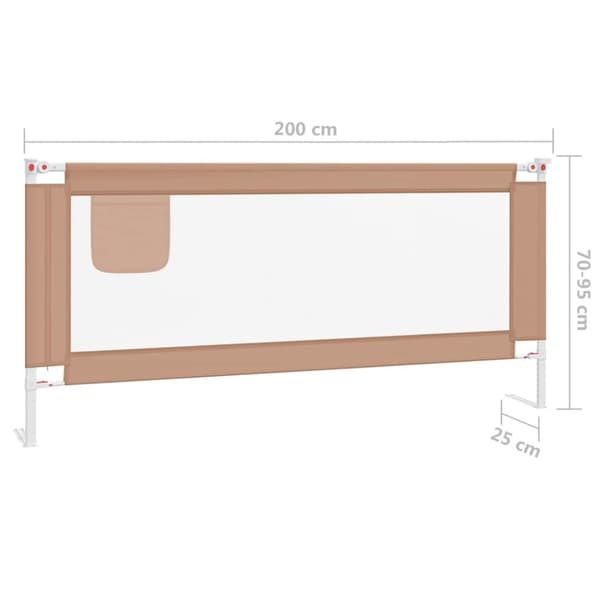 vidaXL Sängskena för barn taupe 200x25 cm tyg