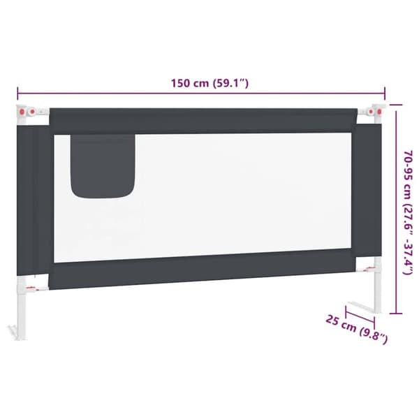 vidaXL Sengehest småbarn mørkegrå 150x25 cm stoff