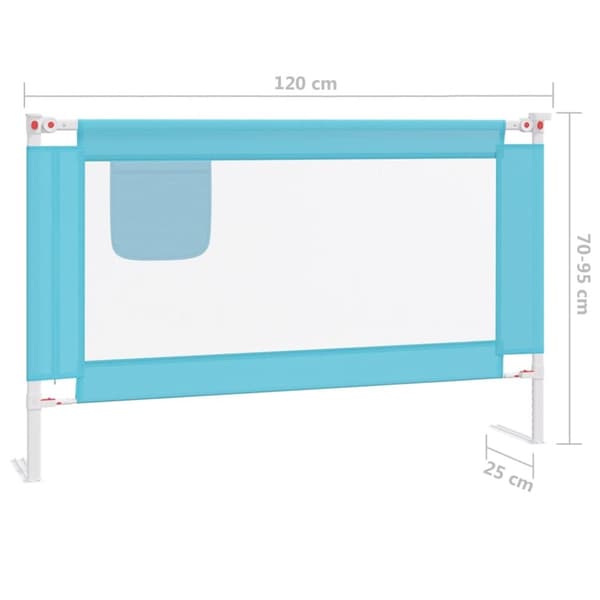 vidaXL Sängskena för barn blå 120x25 cm tyg