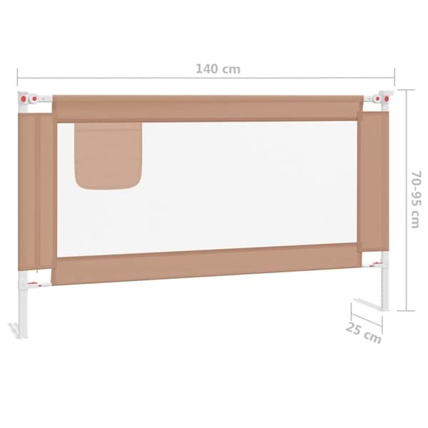 vidaXL Sängskena för barn taupe 140x25 cm tyg