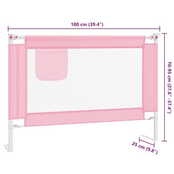 vidaXL sengehest 100x25 cm stof lyserød