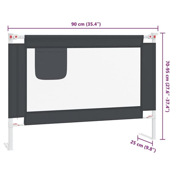 vidaXL sengehest til børneseng 90x25 cm stof mørkegrå