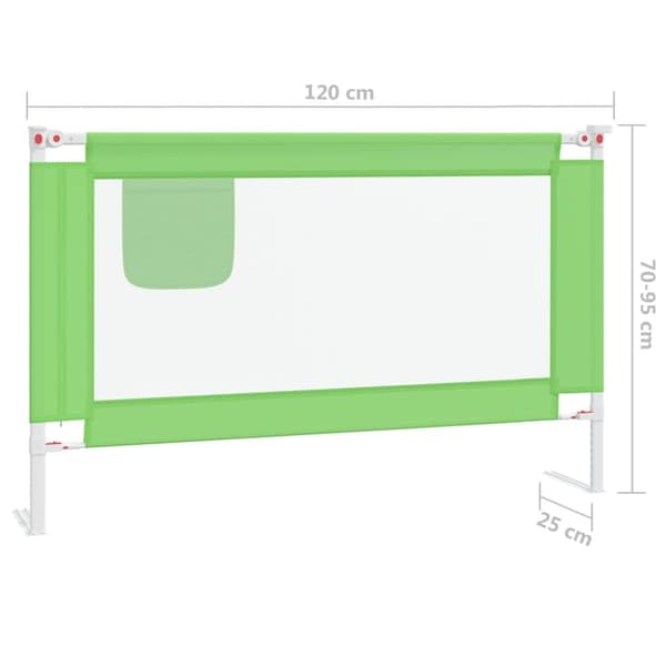 vidaXL Sängskena för barn grön 120x25 cm tyg