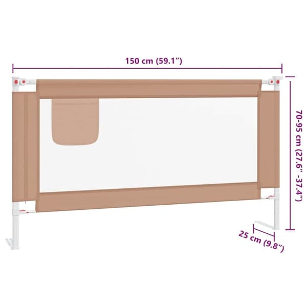 vidaXL Sengehest småbarn gråbrun 150x25 cm stoff