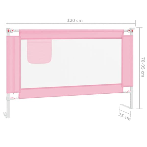 vidaXL Sängskena för barn rosa 120x25 cm tyg