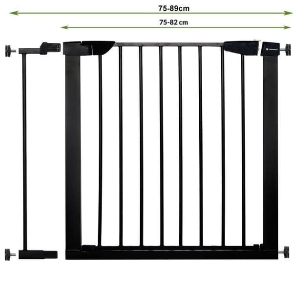 Barnskyddsgrind för trappdörrar - SPRINGOS - 75-89 cm - Metall + Plast - Svart