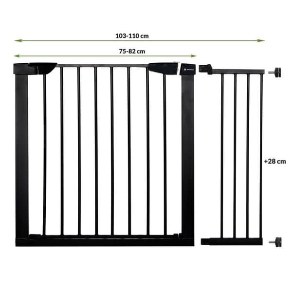 Babyskyddsgrind för trappdörrar - SPRINGOS - 75-110 cm - Metall - Svart - Tryck