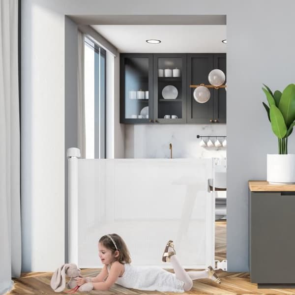 XMTECH Baby Safety Gate - Infällbar hundar (Bred: 0 - 150 CM) - Vit - För inomhus och utomhus