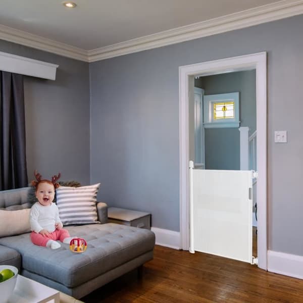 XMTECH Baby Safety Gate - Infällbar hundar (Bred: 0 - 180 CM) - Vit - För inomhus och utomhus