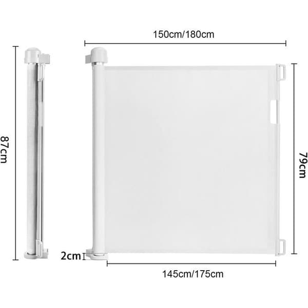 XMTECH Baby Safety Gate - Infällbar hundar (Bred: 0 - 180 CM) - Vit - För inomhus och utomhus