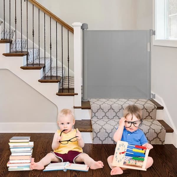 XMTECH Baby Safety Gate - Infällbar hundport (Bred: 0 - 180 CM) - Grå - För barn och husdjur