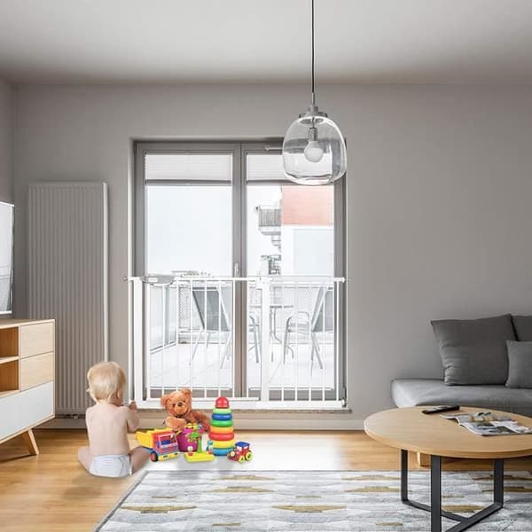 XMTECH Safety Gate - Justerbar 105-115 cm - Tvåvägsöppning - Ingen borrning - Vit