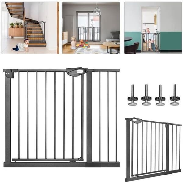 LZQ Trappgrind – Metall – Dubbellås – 95-105 cm – Svart