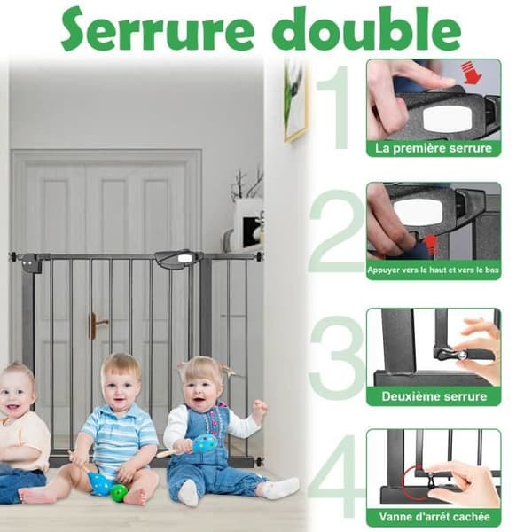 LZQ Stair Gate - Baby Safety - Metall - Svart