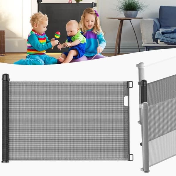 LZQ Stair Door Safety Gate, Baby and Pet Safety Gate, 0-150 cm, 87 cm hög, svart