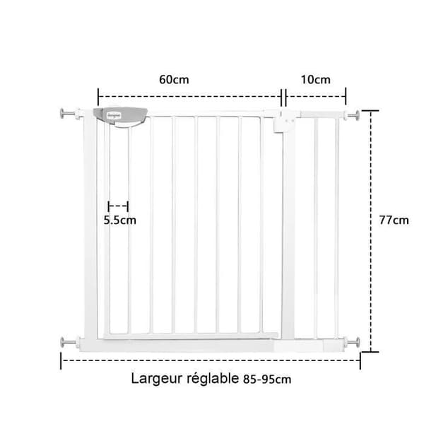 LZQ Trappgrind - Babysäkerhet - Metall - Vit - 85-95 cm