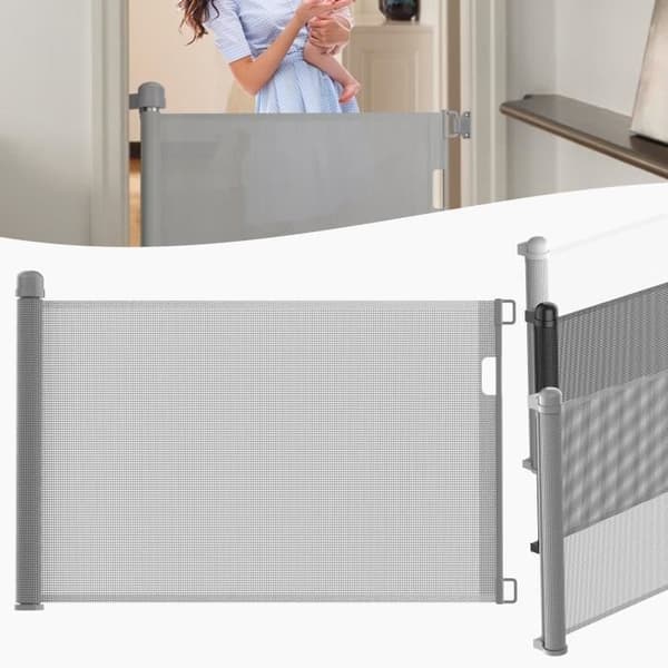 LZQ Stair Door Safety Gate, Baby and Pet Safety Gate, 0-150cm, Höjd: 87cm, Grå
