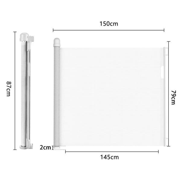 LZQ Stair Gate Safety Gate, 0-150cm, Höjd: 87cm, Lämplig för inomhus- och utomhusbruk, Vit