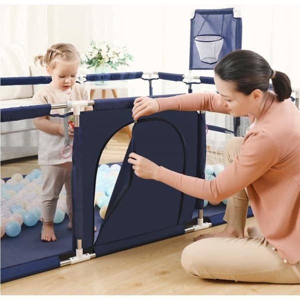 Baby Lekplats Grön XL Säkerhetsstaket grind 124x188x66cm Lekhage Säng för barn inomhus och utomhus - Grön