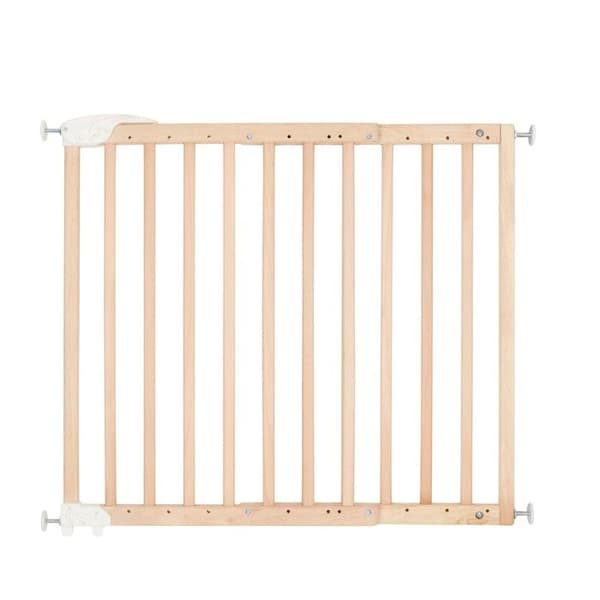 Badabulle Deco Pop Safety Gate - Expanderbar barriär för öppning från 63 till 106 cm - Skruvfäste, naturligt trä