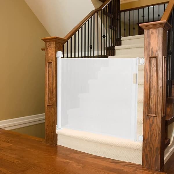 YUENFONG Stair Safety Gate utdragbar 0-180 cm - för spädbarn och husdjur, vit
