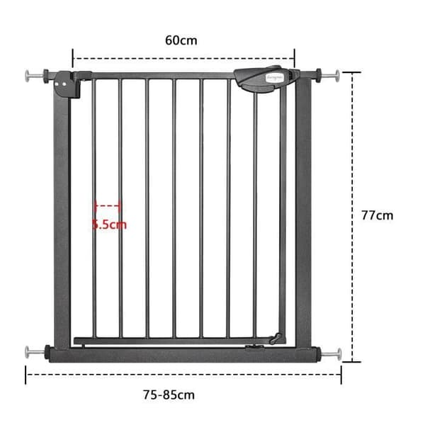 YUENFONG Stair Safety Gate No Drilling, Bredd: 75-85cm, 180° öppning, Svart
