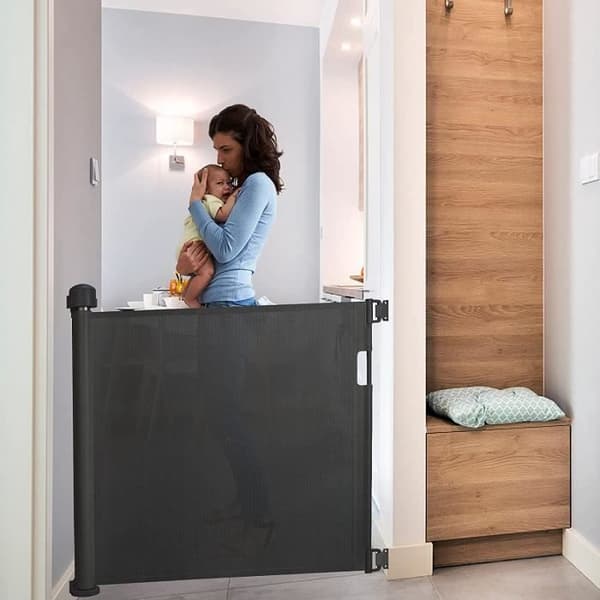 YUENFONG Stair Safety Gate utdragbar 0-150 cm - för spädbarn och husdjur, svart