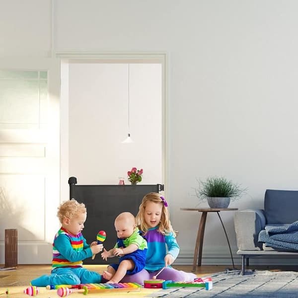YUENFONG Stair Safety Gate utdragbar 0-150 cm - för spädbarn och husdjur, svart