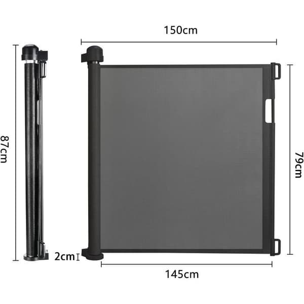 YUENFONG Stair Safety Gate utdragbar 0-150 cm - för spädbarn och husdjur, svart