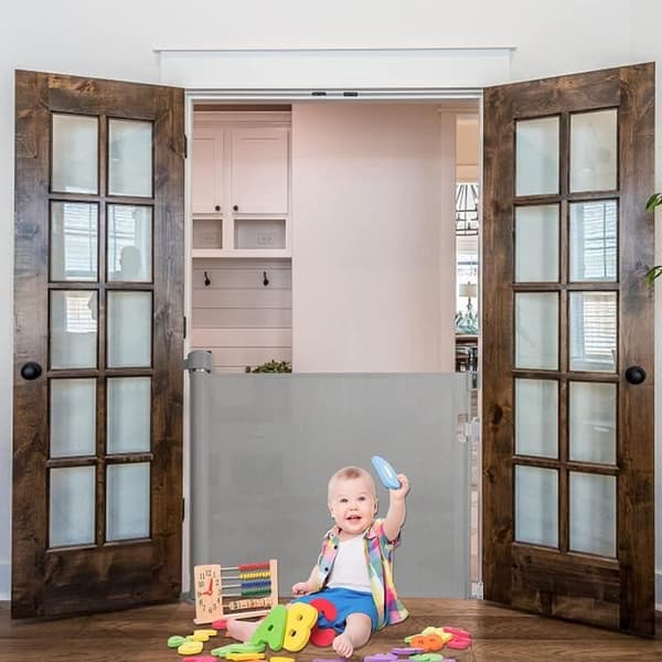 YUENFONG Stair Safety Gate utdragbar 0-150 cm - för spädbarn och husdjur, grå
