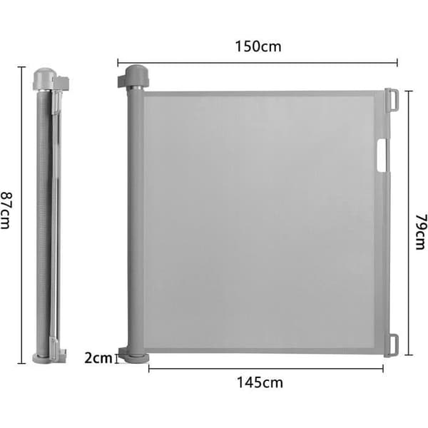 YUENFONG Stair Safety Gate utdragbar 0-150 cm - för spädbarn och husdjur, grå
