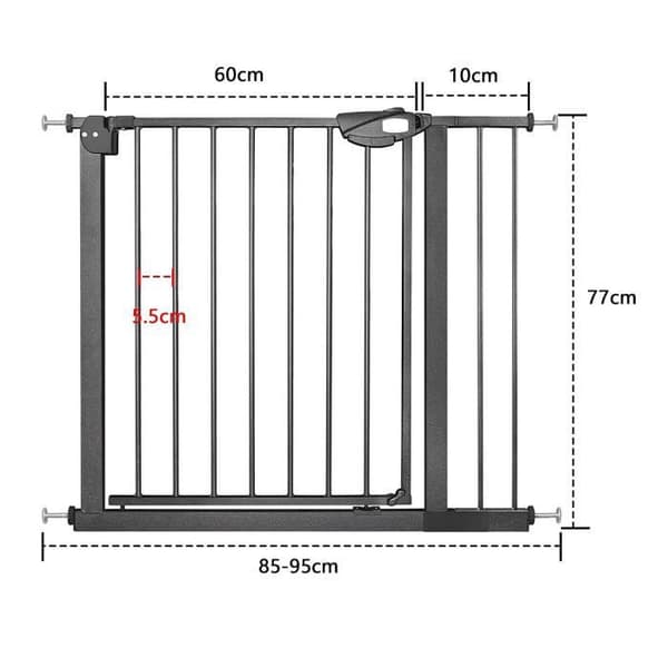 YUENFONG Stair Safety Gate No Drilling, Bredd: 85-95cm, 180° öppning, Svart