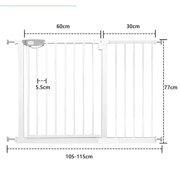 YUENFONG Stair Safety Gate utan borrning - Bredd: 105-115cm - 180° öppning - Vit