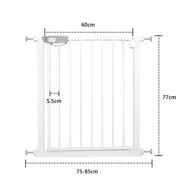YUENFONG Stair Safety Gate No Drilling - Bredd: 75-85cm - 180° öppning - Vit