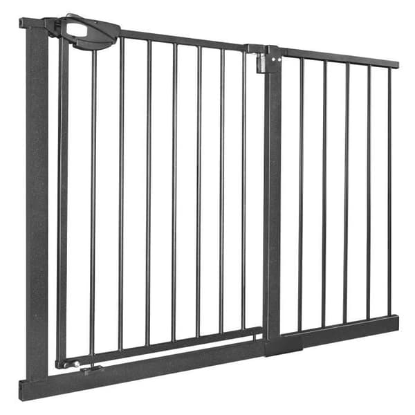 Skyddsbarriär, för trappor utan borrning, För barn, 105-115 cm bred, Automatisk stängning, Metall - Svart