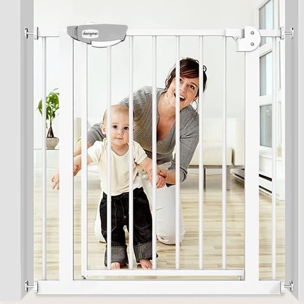 YUENFONG Stair Safety Gate No Drilling - Bredd: 85-95cm - 180° öppning - Vit