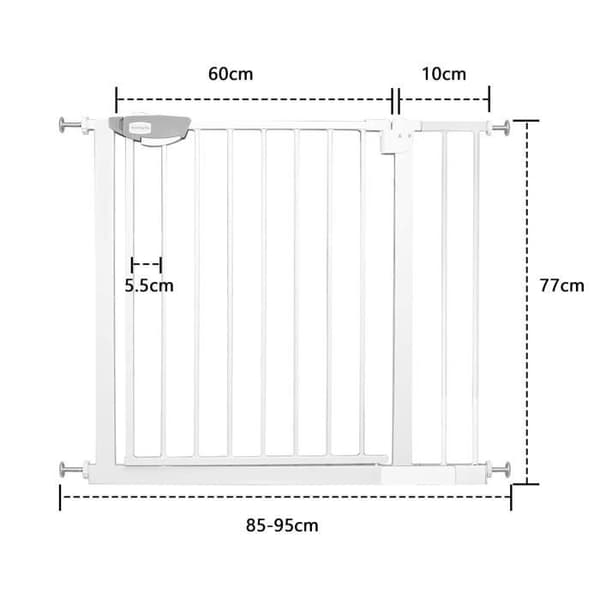 YUENFONG Stair Safety Gate No Drilling - Bredd: 85-95cm - 180° öppning - Vit