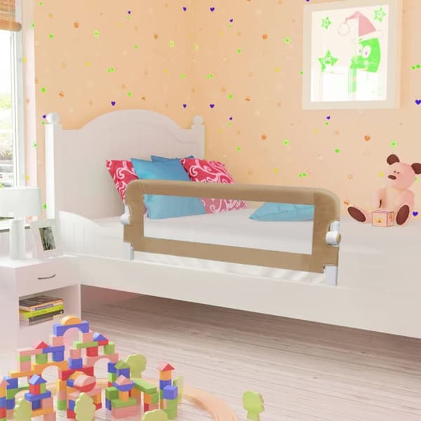 vidaXL sengegelænder til barneseng 120 x 42 cm polyester gråbrun -  Sengeheste