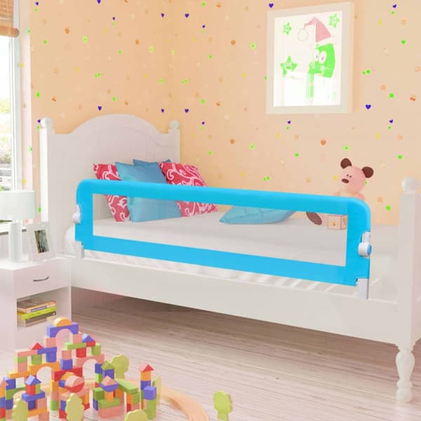 vidaXL sengegelænder til barneseng 120 x 42 cm polyester blå -  Sengeheste