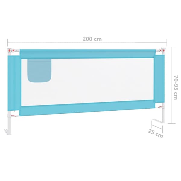 vidaXL Sängskena för barn blå 200x25 cm tyg -  Säkerhetsspjälor